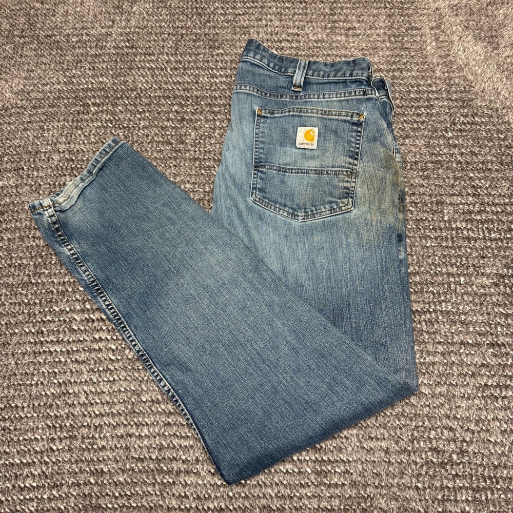 Carhartt Mens Relaxed Fit Jeans 38x32 Rugged Flex Blue Denim Work Pants